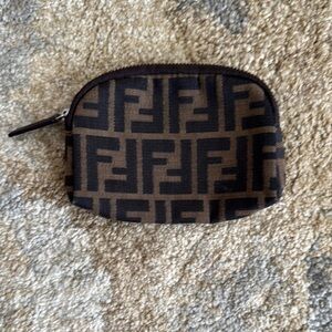 Fendi Brown and Black Logo Pouch
